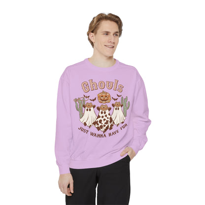Ghouls Just Wanna Have Fun Western Halloween Unisex Garment-Dyed Sweatshirt