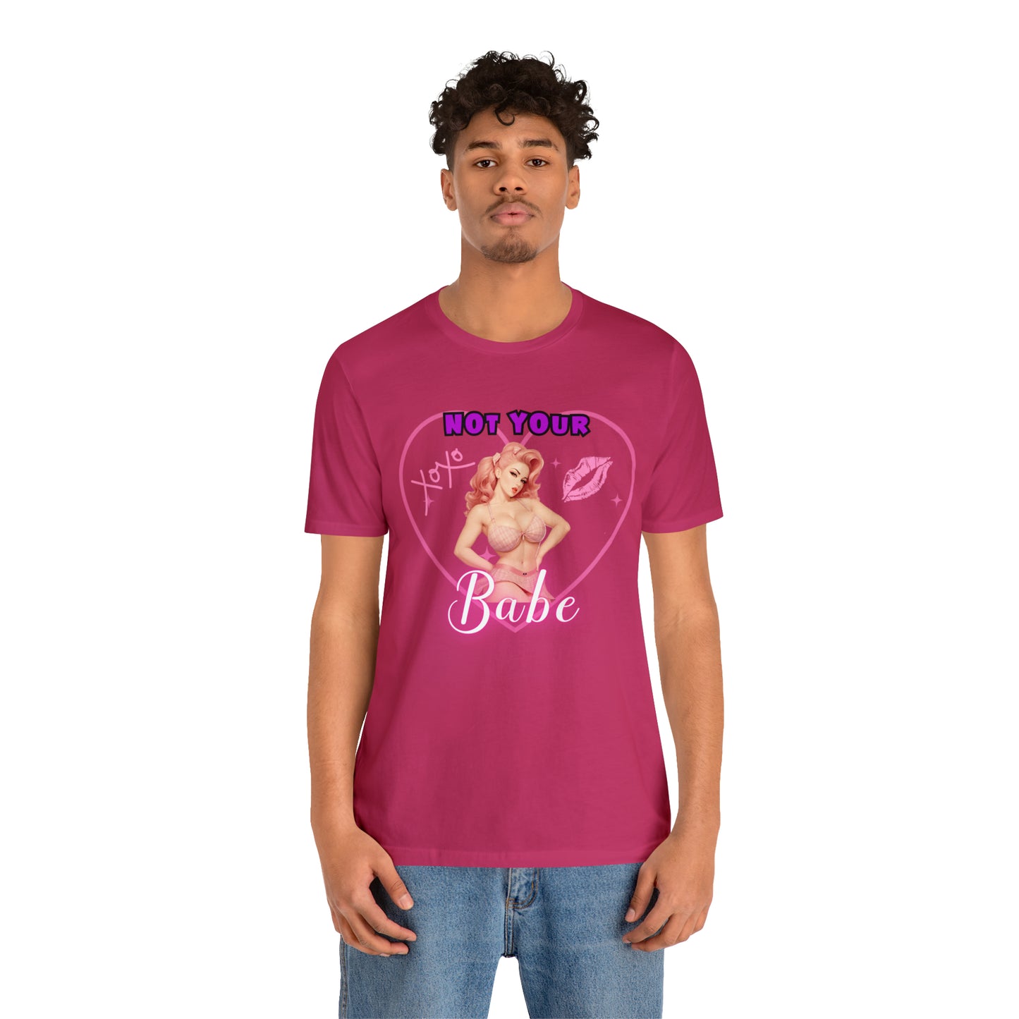 Vintage Pink Pinup Girl "Not Your Babe" on a Bella+Canva 3001 Unisex Jersey T-Shirt - A Must-Have Gift for her