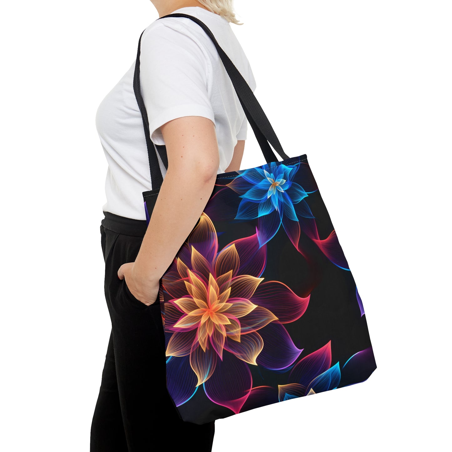 Vibrant Elegance: Neon Floral All Over Print Tote Bag