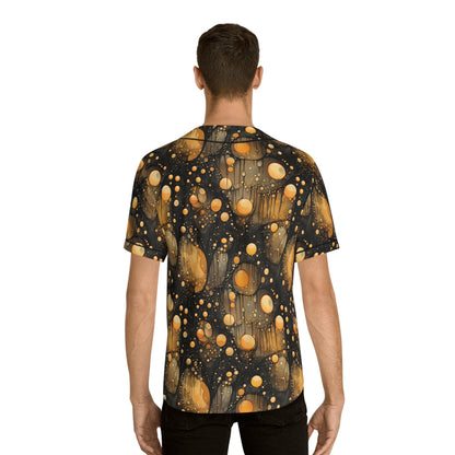 Halloween Orange Yellow Flying Orbs Men's Baseball Jersey (AOP)