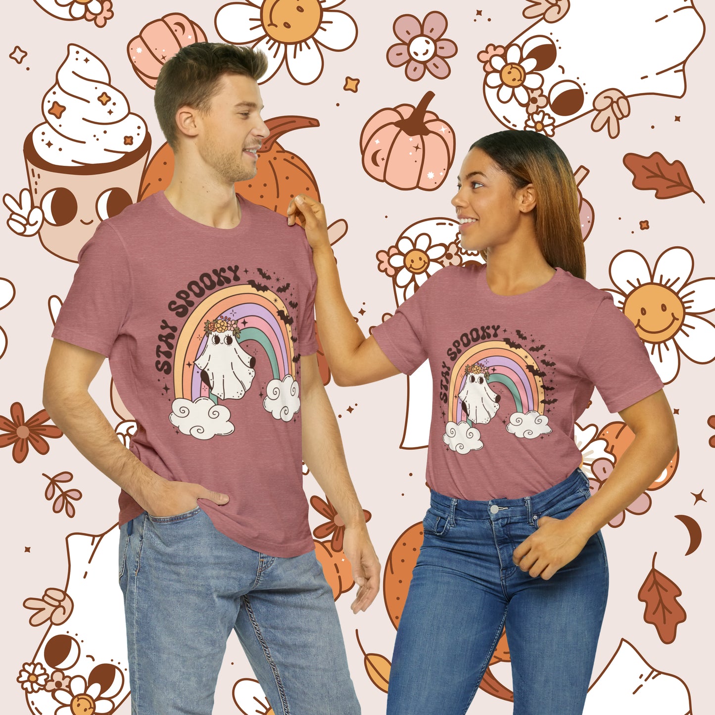 Stay Spooky Retro Groovy Halloween Unisex Jersey Short Sleeve Tee Gifts for Her Gifts For Him