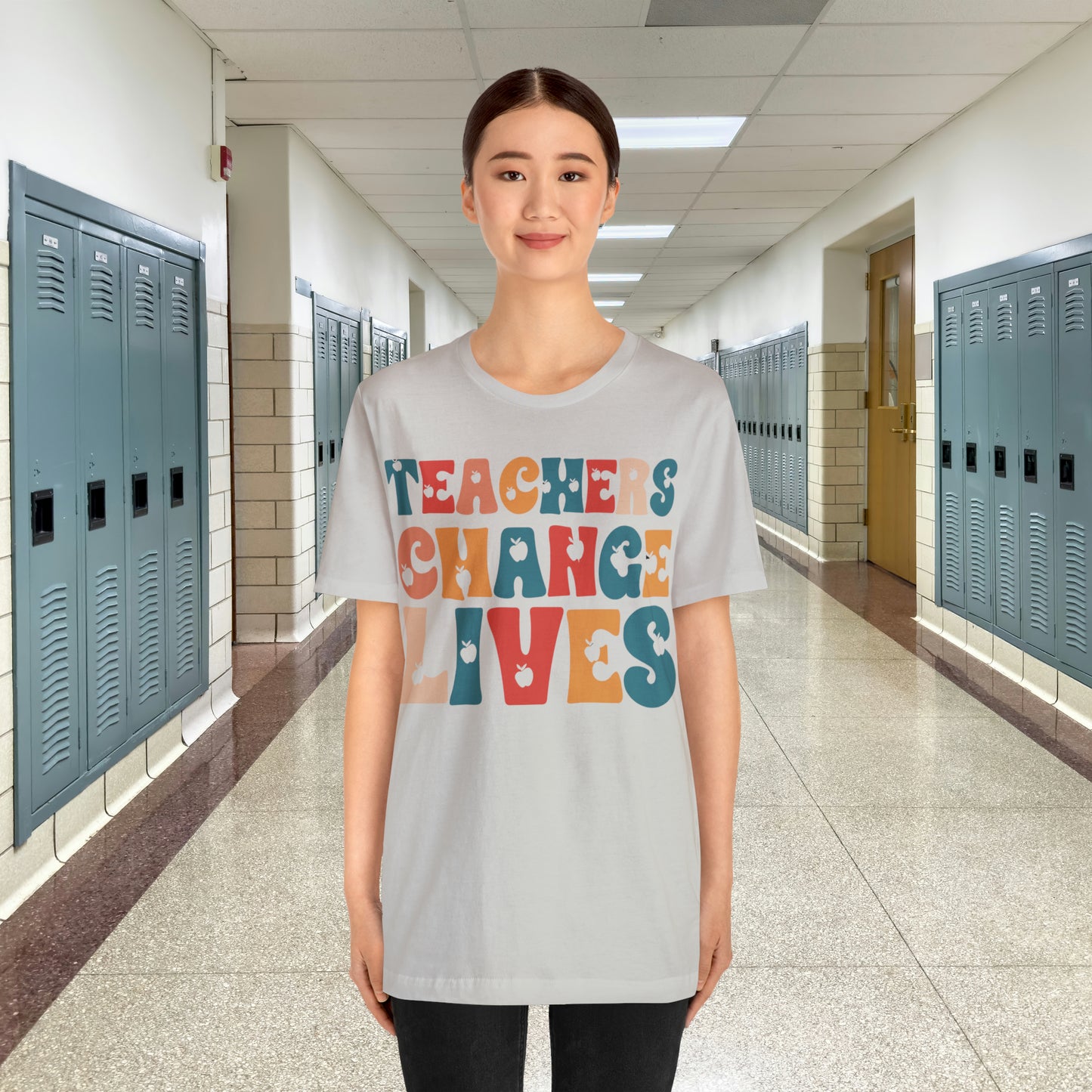 Colorful Teachers Change Lives Back to School Unisex Jersey Short Sleeve Tee Gifts for him, Gifts for Her