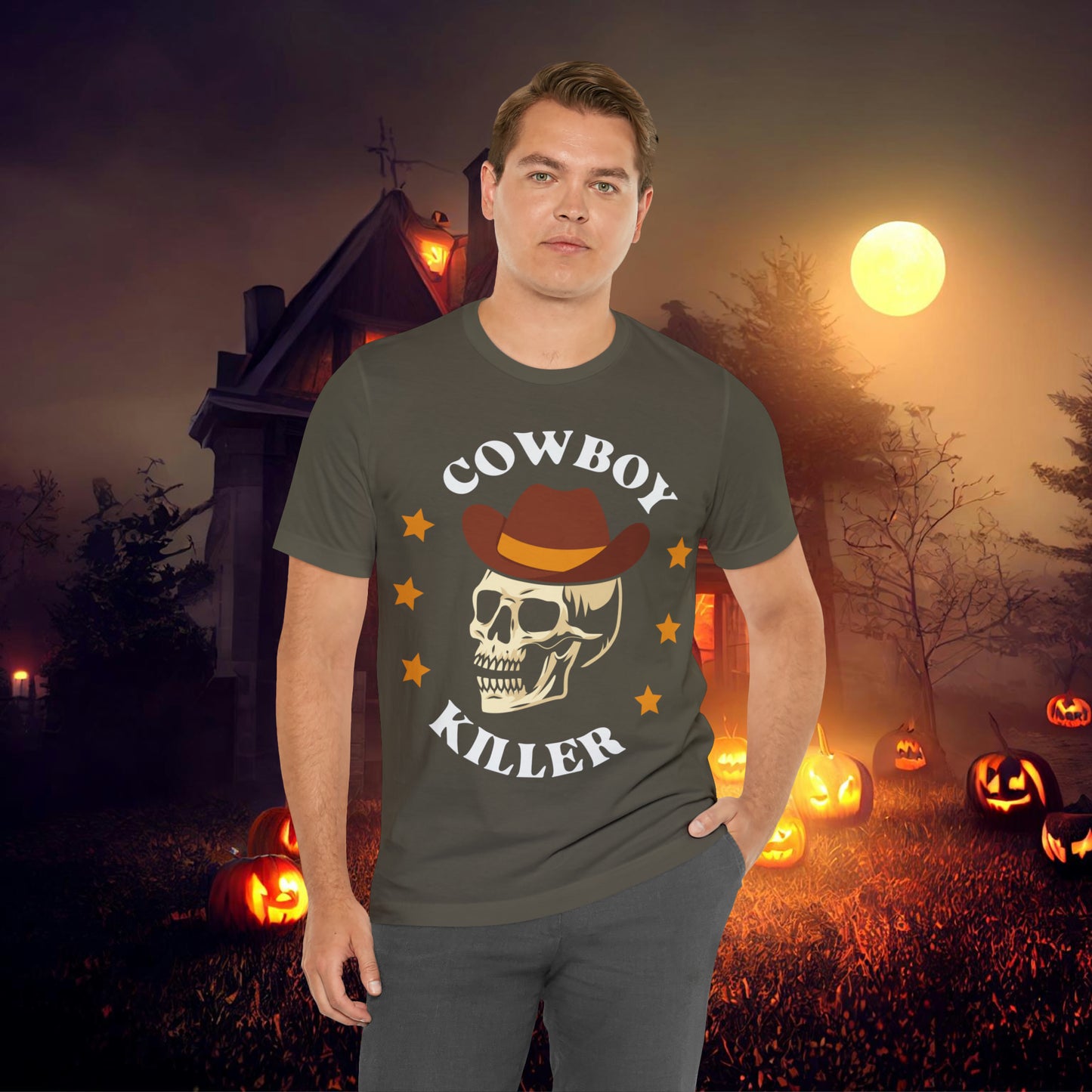 Cowboy Killer Retro Halloween Unisex Jersey Short Sleeve Tee Gifts for Him Gifts for Her