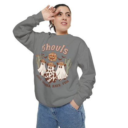 Ghouls Just Wanna Have Fun Western Halloween Unisex Garment-Dyed Sweatshirt