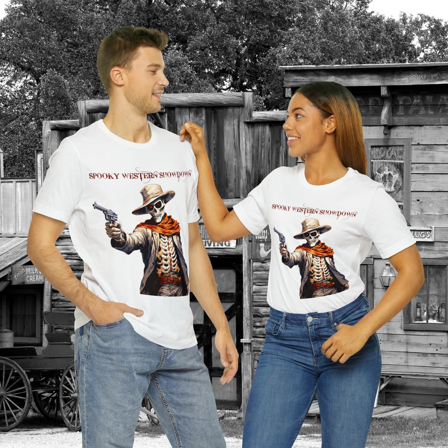 Spooky Western Showdown Western Halloween Unisex Jersey Short Sleeve Tee Gifts For Her Gifts For Him