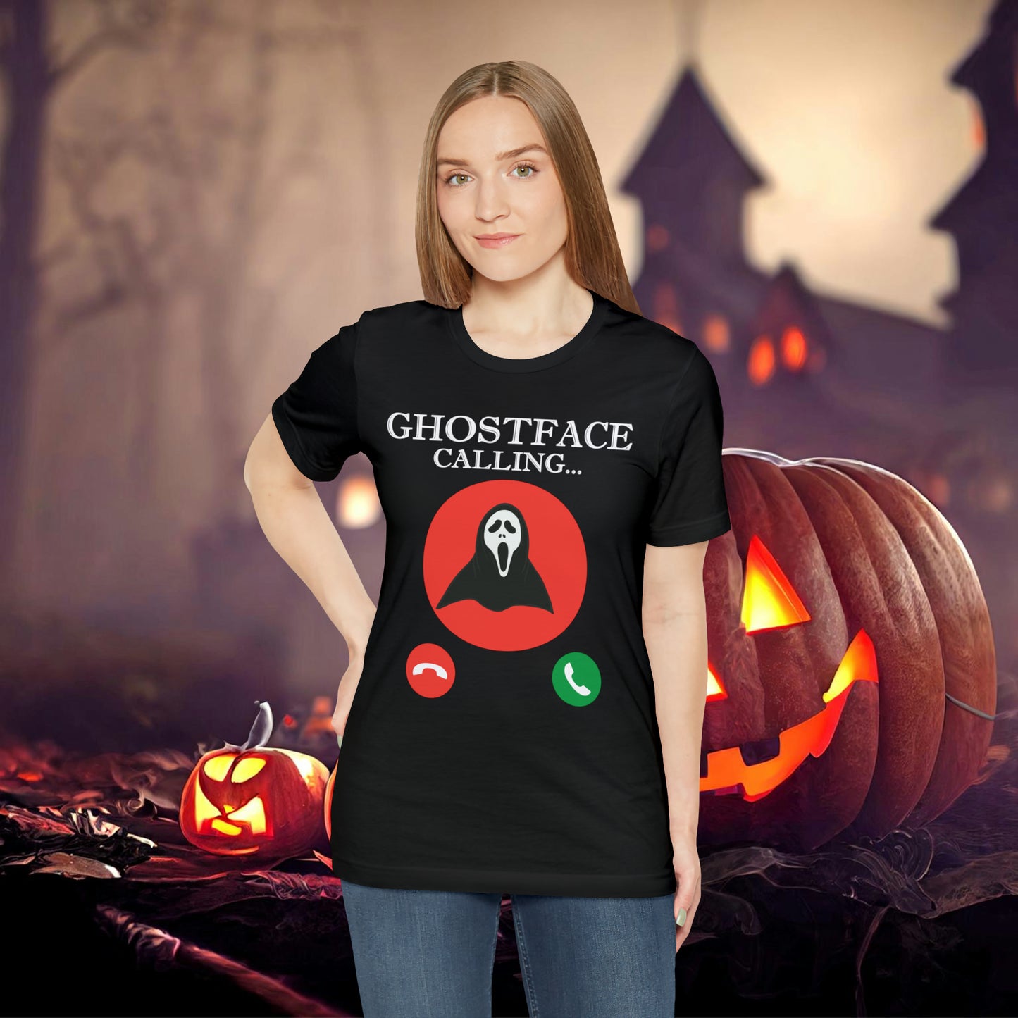 Ghost Face is Calling Halloween Unisex Jersey Short Sleeve Tee Gifts For her Gifts for Him