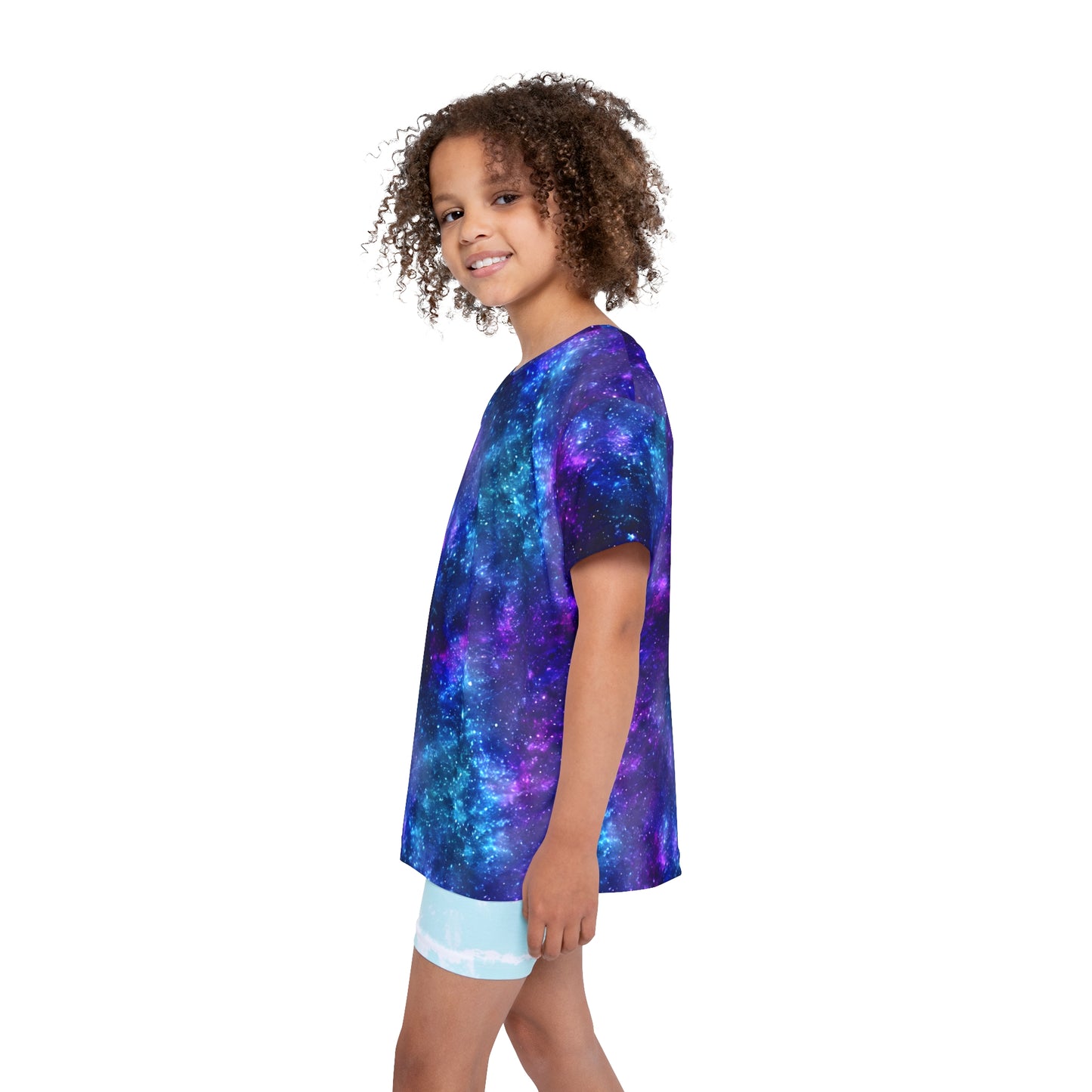 Galactic Goals: All Over Print Kid Sport Jersey with Outer Space Galaxy Vibe