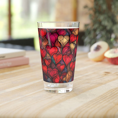 Love in Full Spectrum: A Vibrant Rainbow Heart Stained Glass artwork on a 16oz Pint Glass Gift idea gifts for home decor housewarming gift