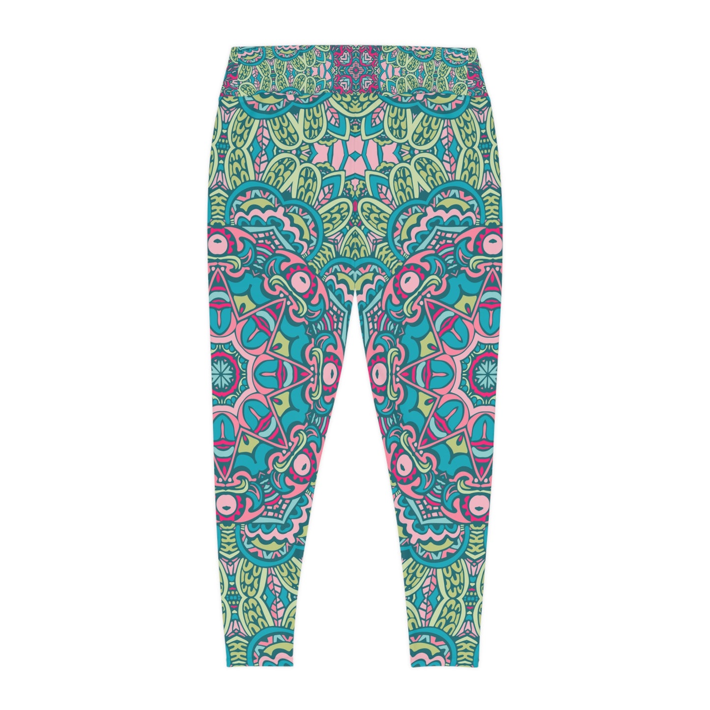 Boho Chic: Green All-Over Print Plus Size Leggings for Trendsetters