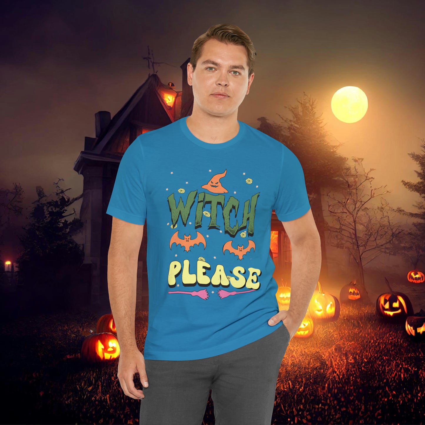 Witch Please Retro Groovy Halloween Unisex Jersey Short Sleeve Tee Gifts for Her Gifts for him