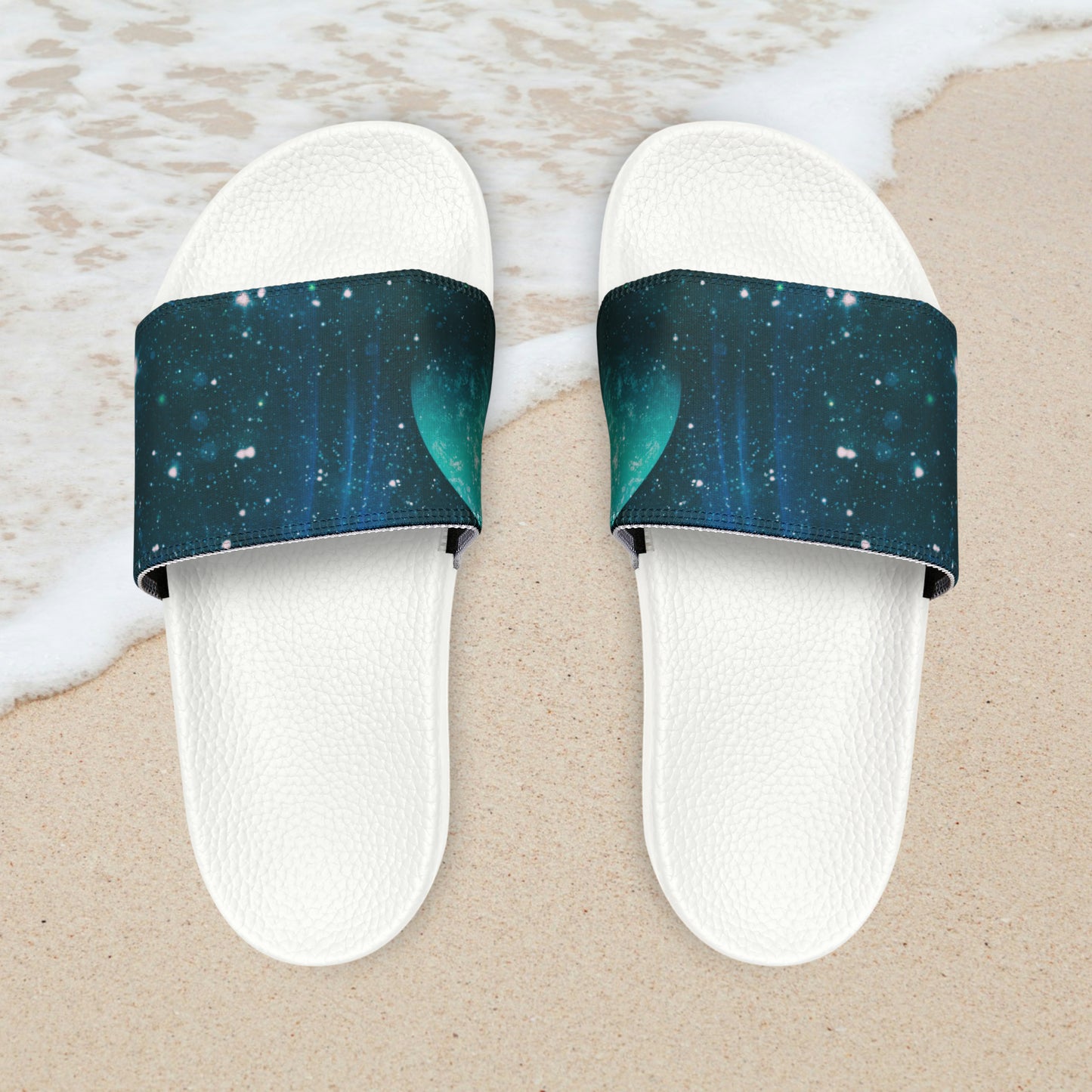 Blue Outer Space Planet in the Solar System Men's PU Slide Sandals Outer Space