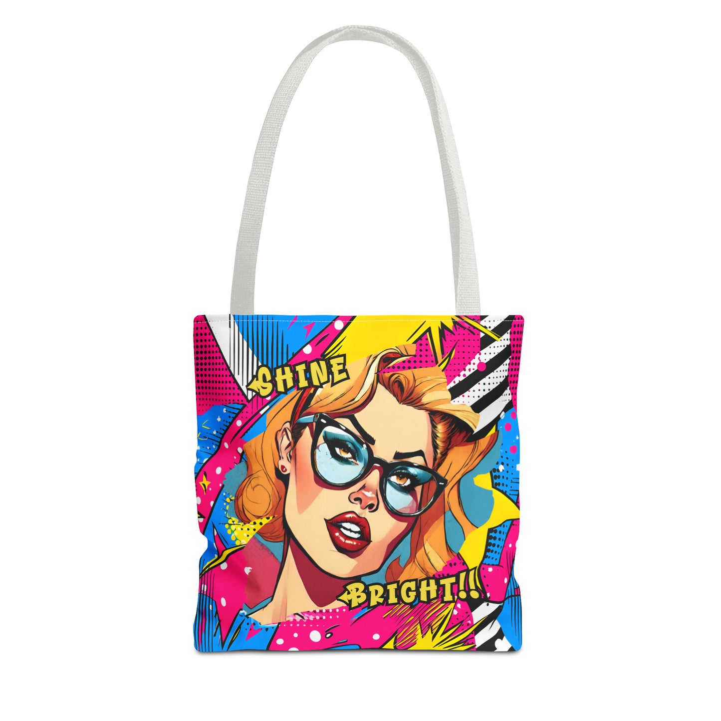 Shine Bright Lady on a Abstract Comic Pop AOP Tote Bag