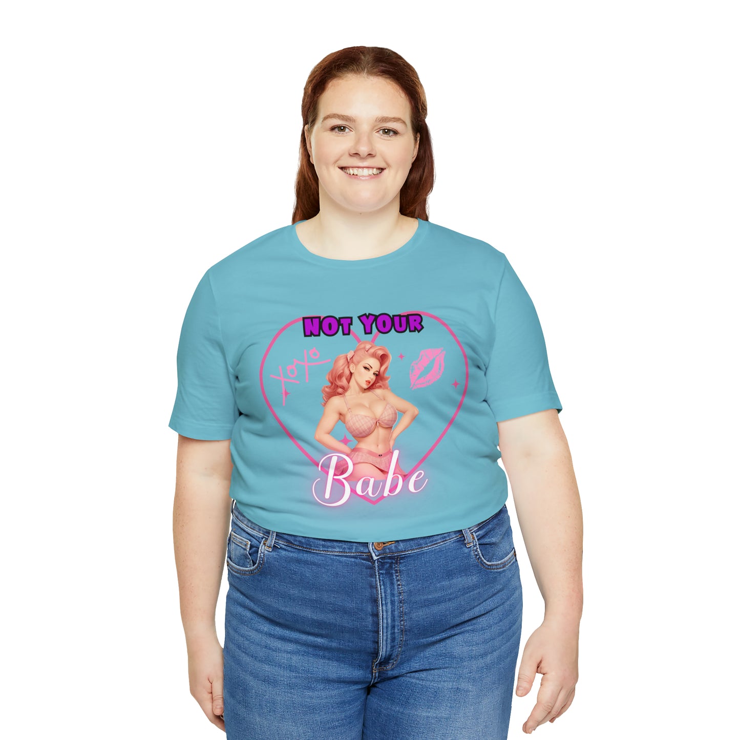 Vintage Pink Pinup Girl "Not Your Babe" on a Bella+Canva 3001 Unisex Jersey T-Shirt - A Must-Have Gift for her