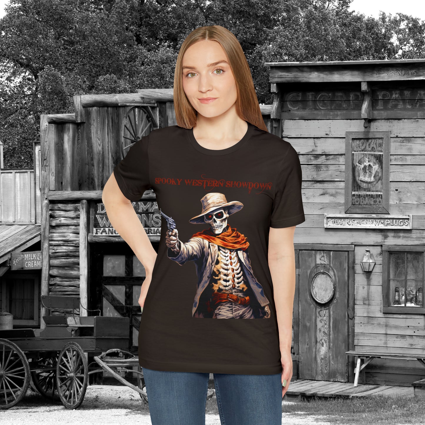 Spooky Western Showdown Western Halloween Unisex Jersey Short Sleeve Tee Gifts For Her Gifts For Him