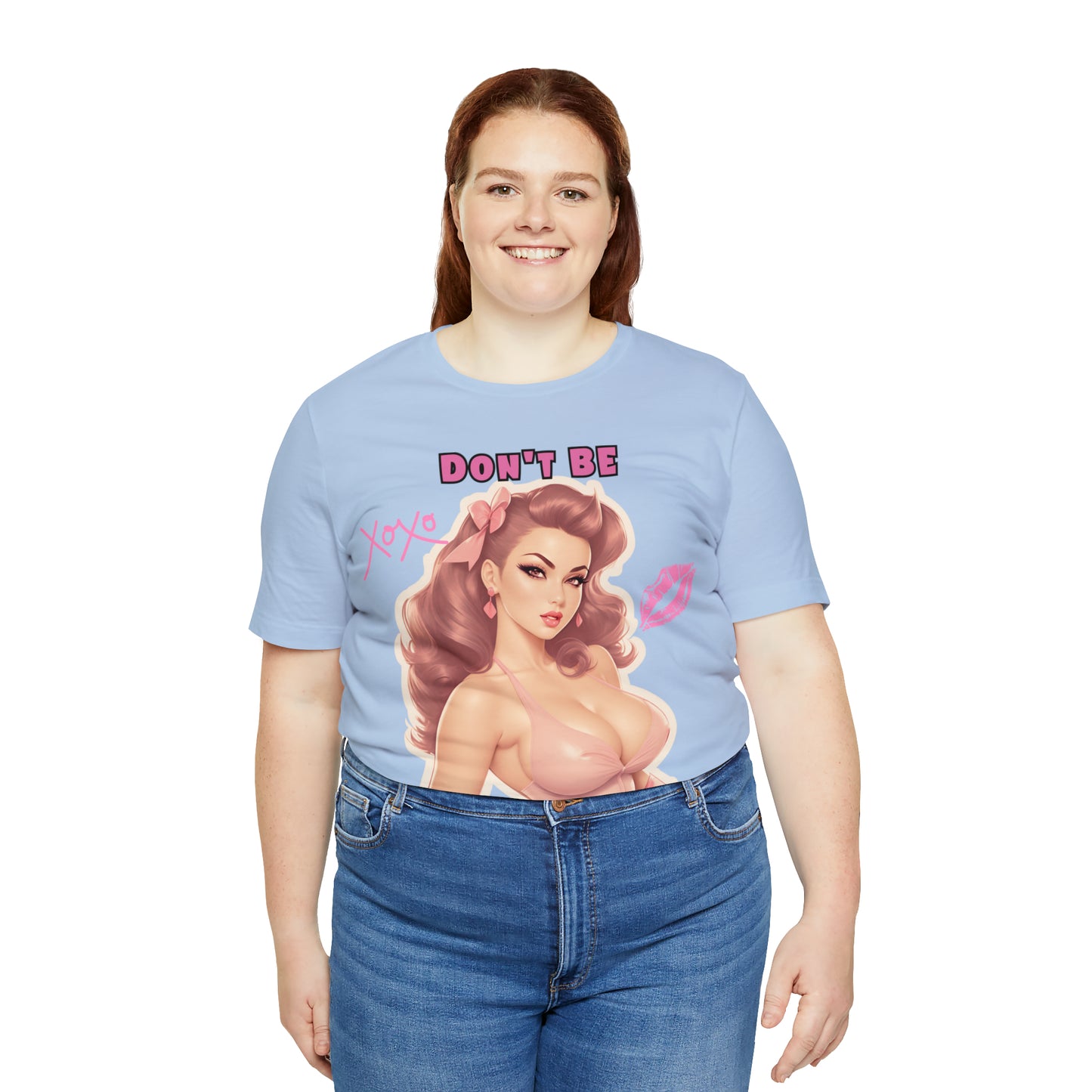 Timeless Elegance: Vintage Pink Pinup Girl "Don't Be Jealous" on a Bella+Canva 3001 Unisex Jersey T-Shirt - A Must-Have Gift for her