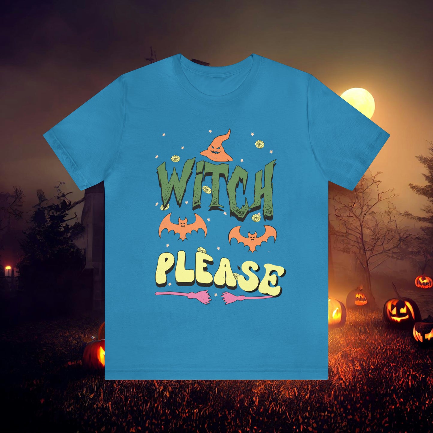 Witch Please Retro Groovy Halloween Unisex Jersey Short Sleeve Tee Gifts for Her Gifts for him