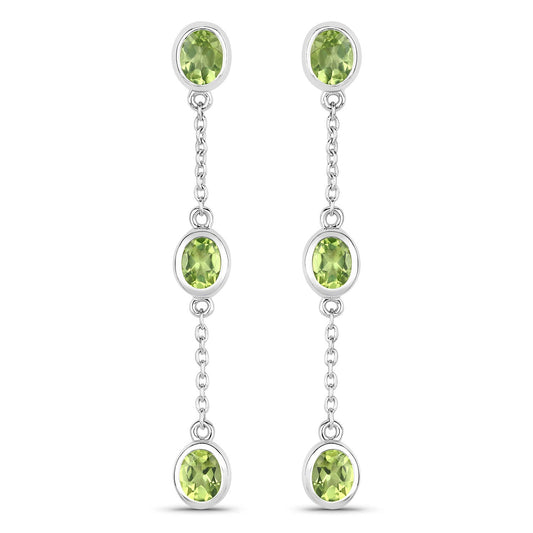 2.10 Carat Genuine Peridot .925 Sterling Silver Earrings