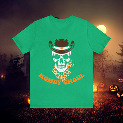 Howdy Ghoul Skeleton Sheriff Retro Halloween Unisex Jersey Short Sleeve Tee Gifts for her