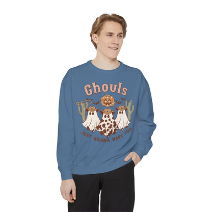 Ghouls Just Wanna Have Fun Western Halloween Unisex Garment-Dyed Sweatshirt