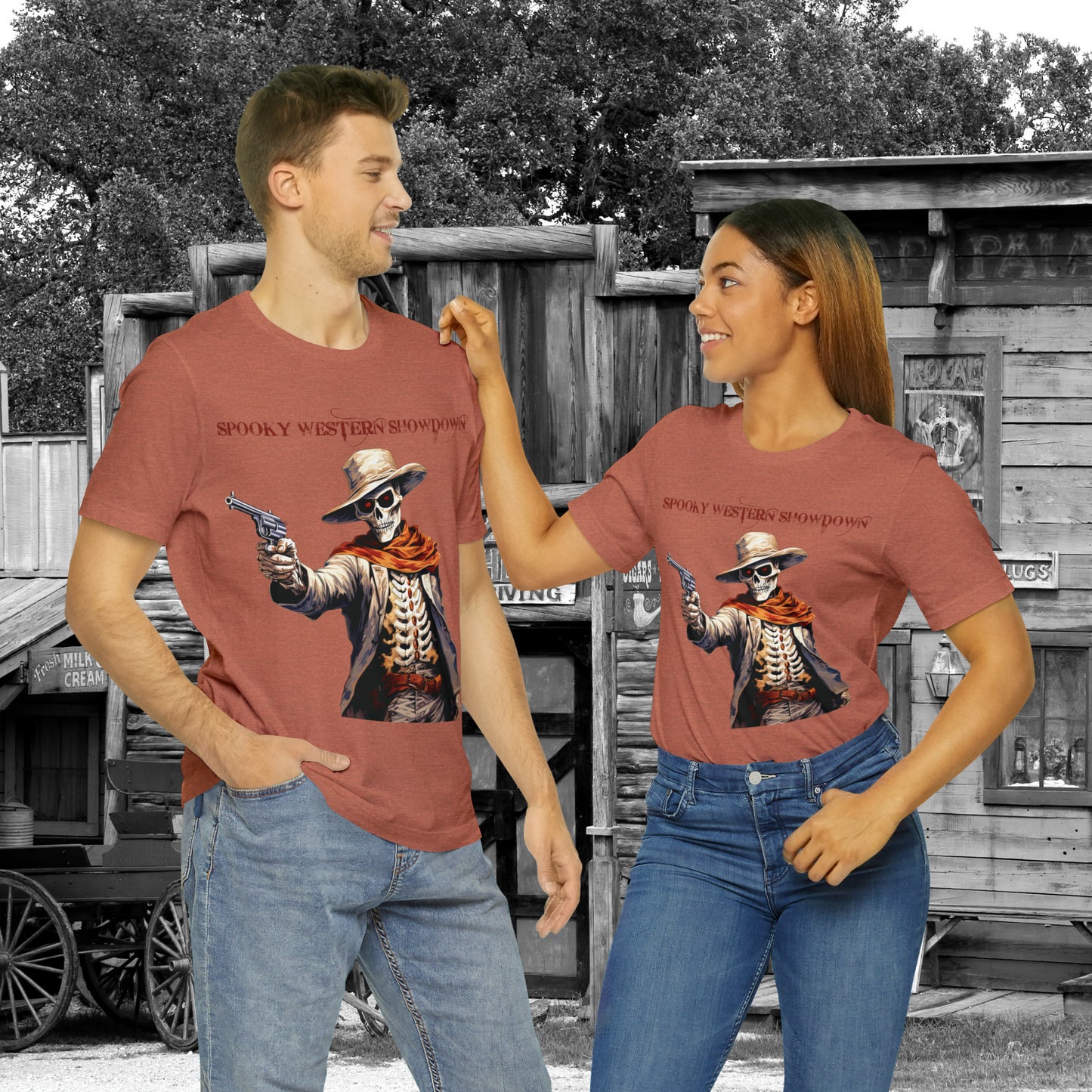 Spooky Western Showdown Western Halloween Unisex Jersey Short Sleeve Tee Gifts For Her Gifts For Him