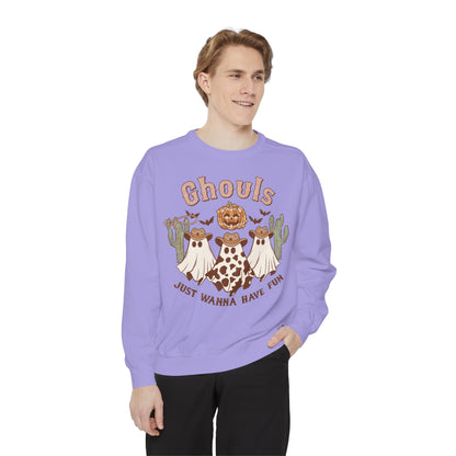 Ghouls Just Wanna Have Fun Western Halloween Unisex Garment-Dyed Sweatshirt