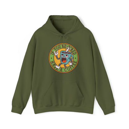 DirkyThreadz Coffee Lover's Hoodie - Playful Cartoon Design for Caffeine Enthusiasts"