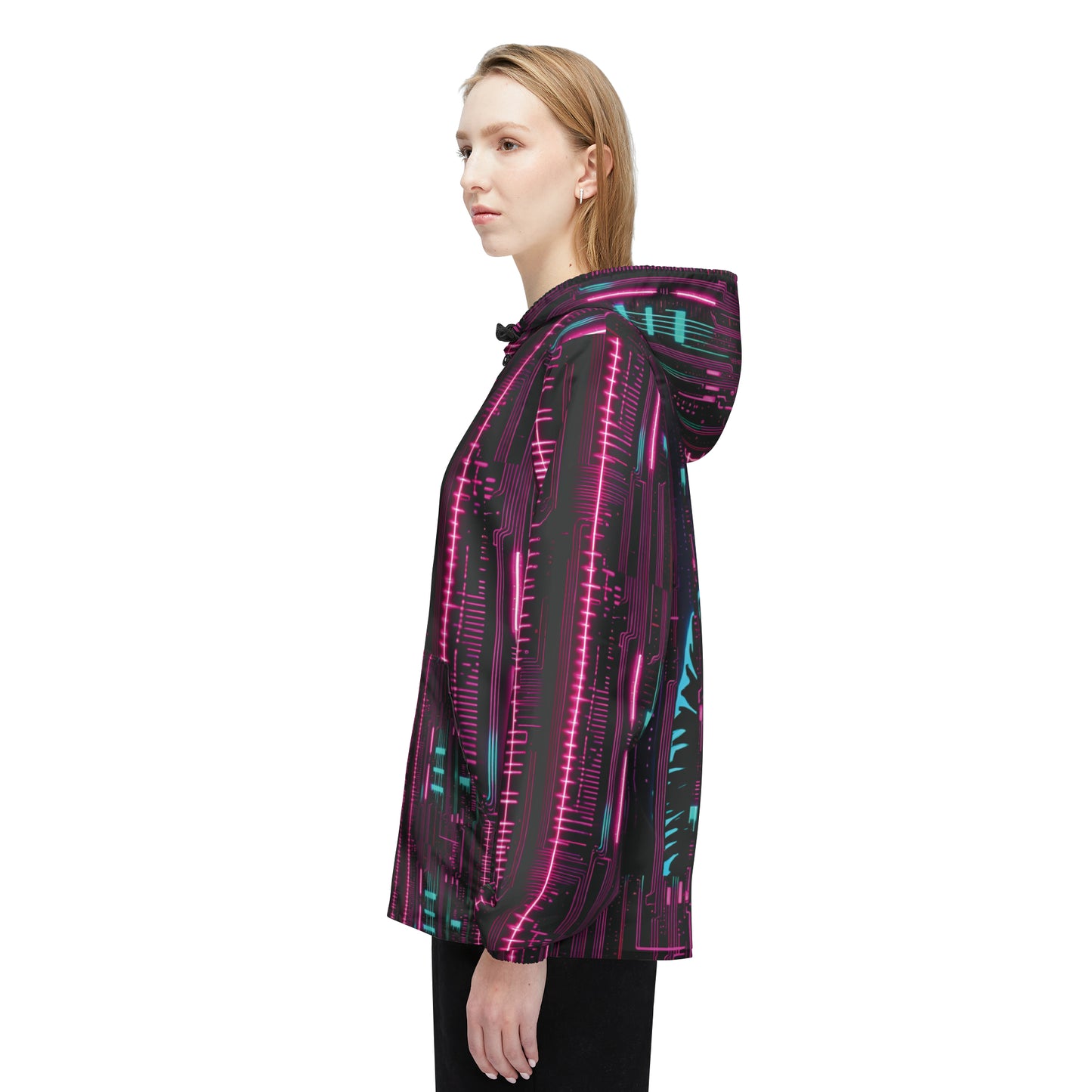 Cyberpunk Hacker Windbreaker Jacket (AOP)  #HackerChic #FashionFuturist #NerdyAndProud"