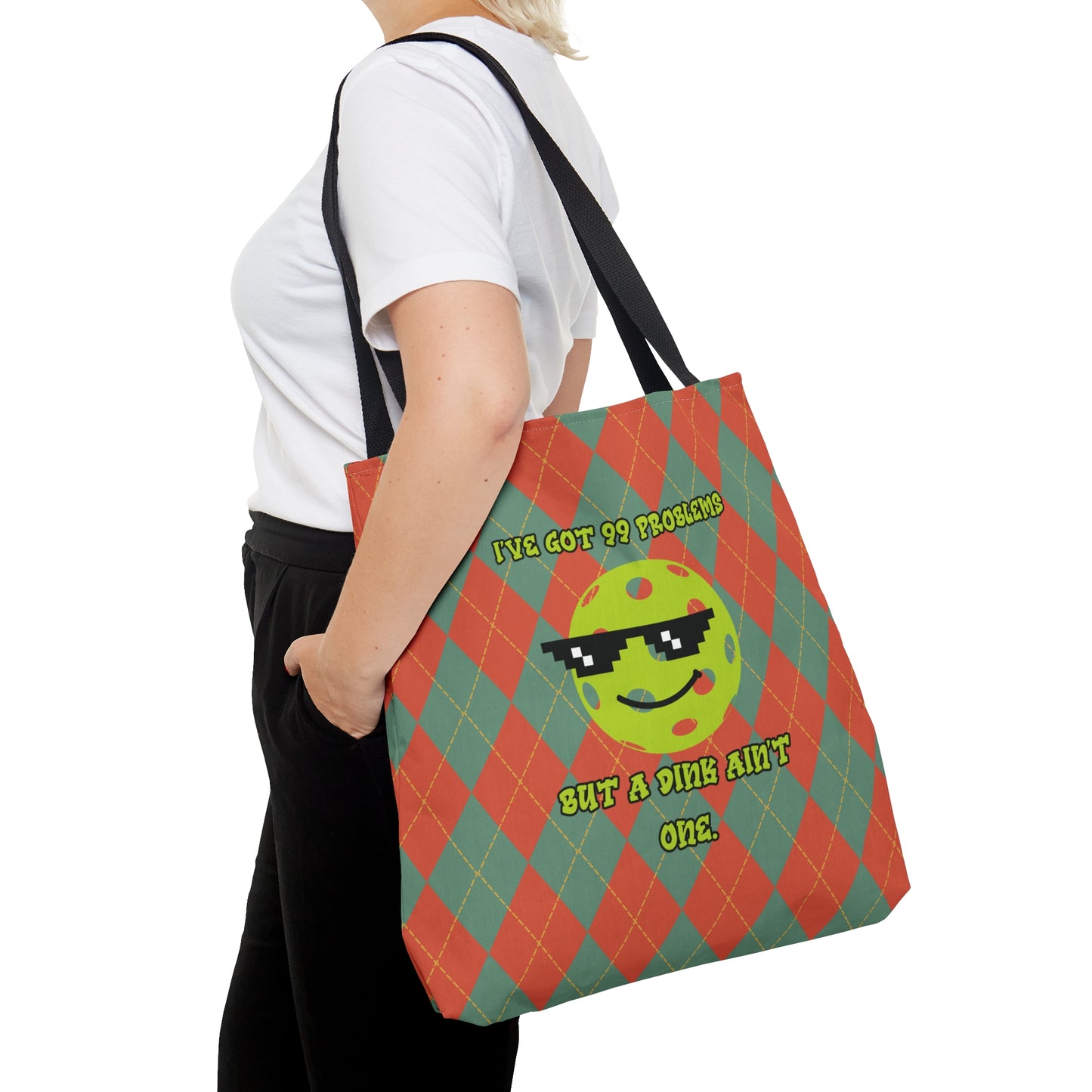 Vintage Rhombus Pattern Pickleball AOP Tote Bag - Carry Your Essentials with Humorous Style