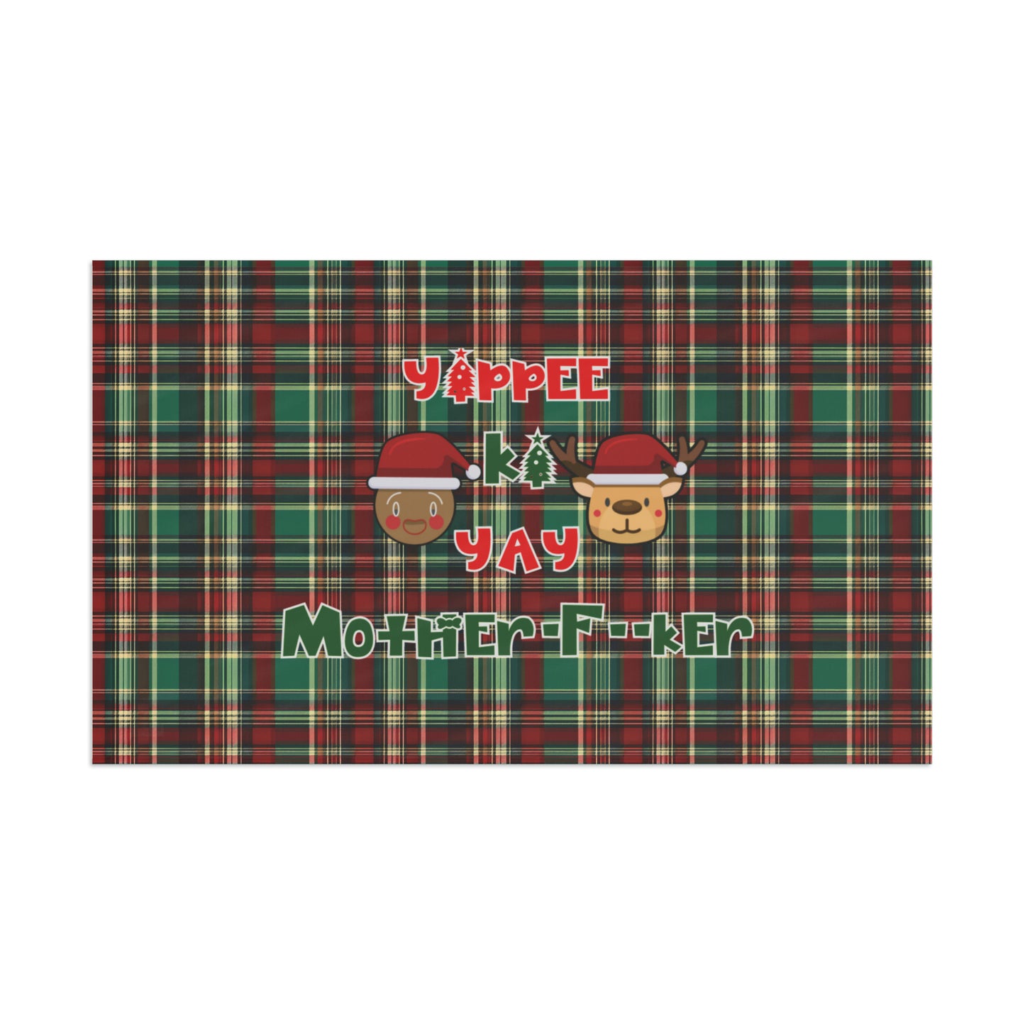 Die Hard Inspired Christmas House Flag | Yippee Ki Yay Mother-F--ker | Festive Plaid Pattern | Holiday Outdoor Decor