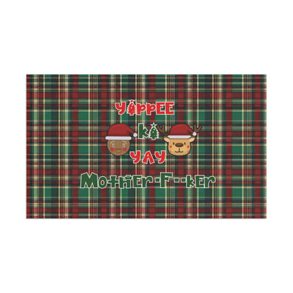 Die Hard Inspired Christmas House Flag | Yippee Ki Yay Mother-F--ker | Festive Plaid Pattern | Holiday Outdoor Decor