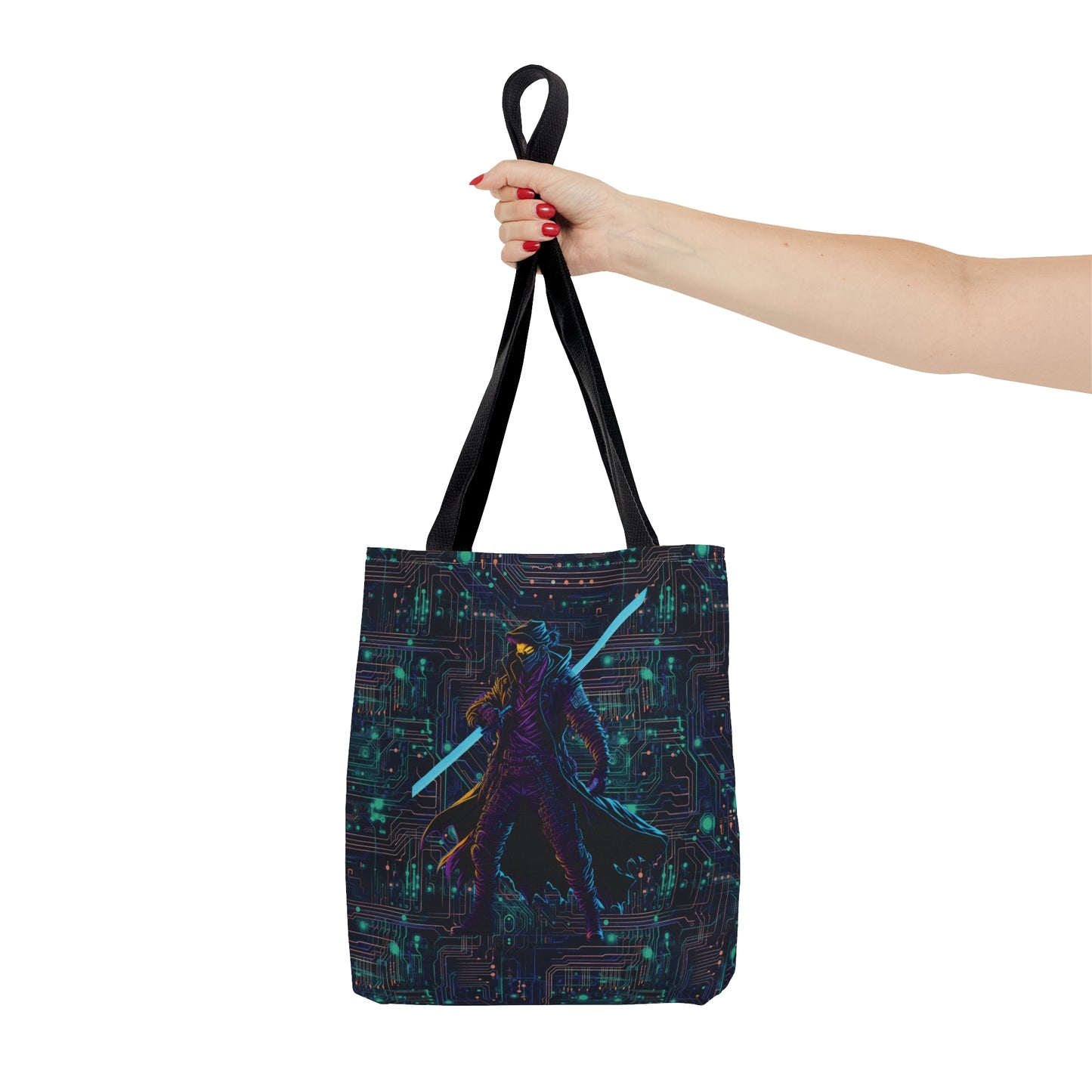 Cyberpunk Chic: Neon Circuit Board All Over Print Tote Bag