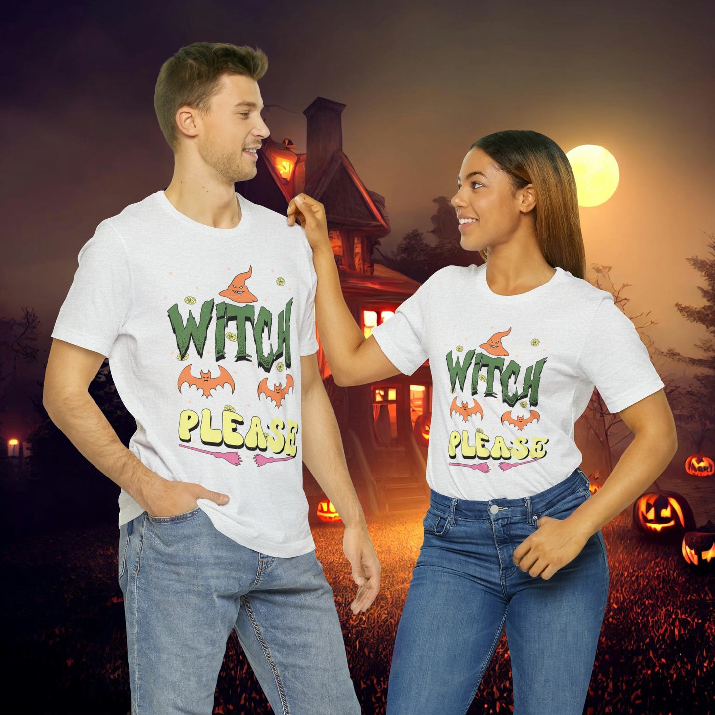 Witch Please Retro Groovy Halloween Unisex Jersey Short Sleeve Tee Gifts for Her Gifts for him