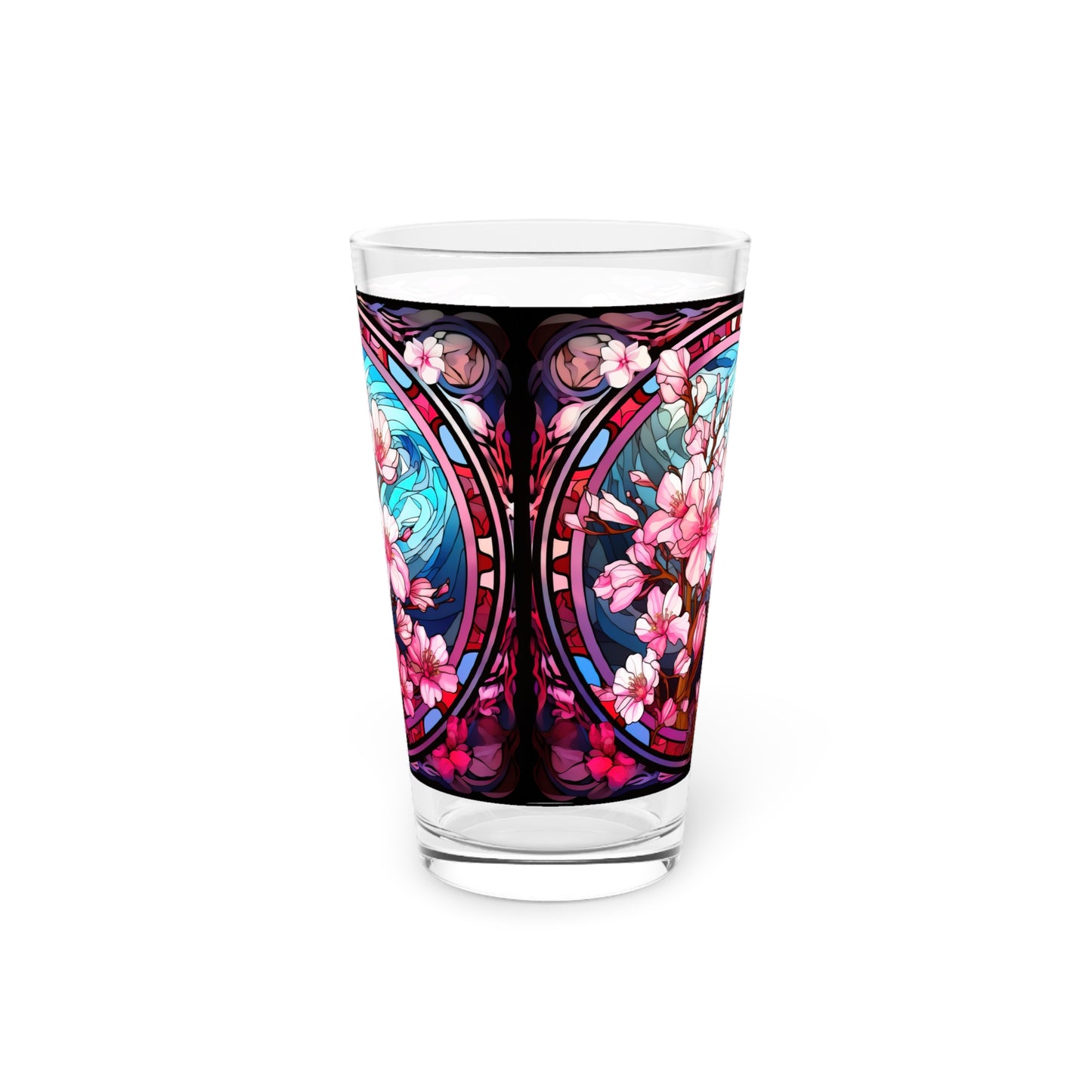 Cherry Blossoms in Full Bloom: A Stained Glass Masterpiece 16oz Pint Glass Gift idea gifts for home decor housewarming gift