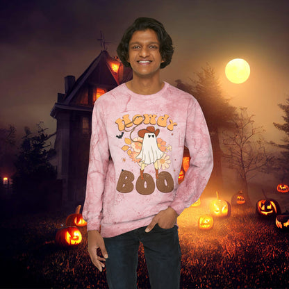 Howdy Boo Western Halloween Retro Unisex Color Blast Crewneck Sweatshirt Gift for her