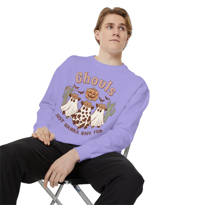 Ghouls Just Wanna Have Fun Western Halloween Unisex Garment-Dyed Sweatshirt