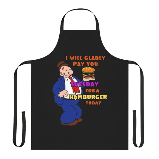 Popeye's Friend Wimpy All Over Print Apron - 'I'll Gladly Pay You Tuesday for a Hamburger Today' (AOP)