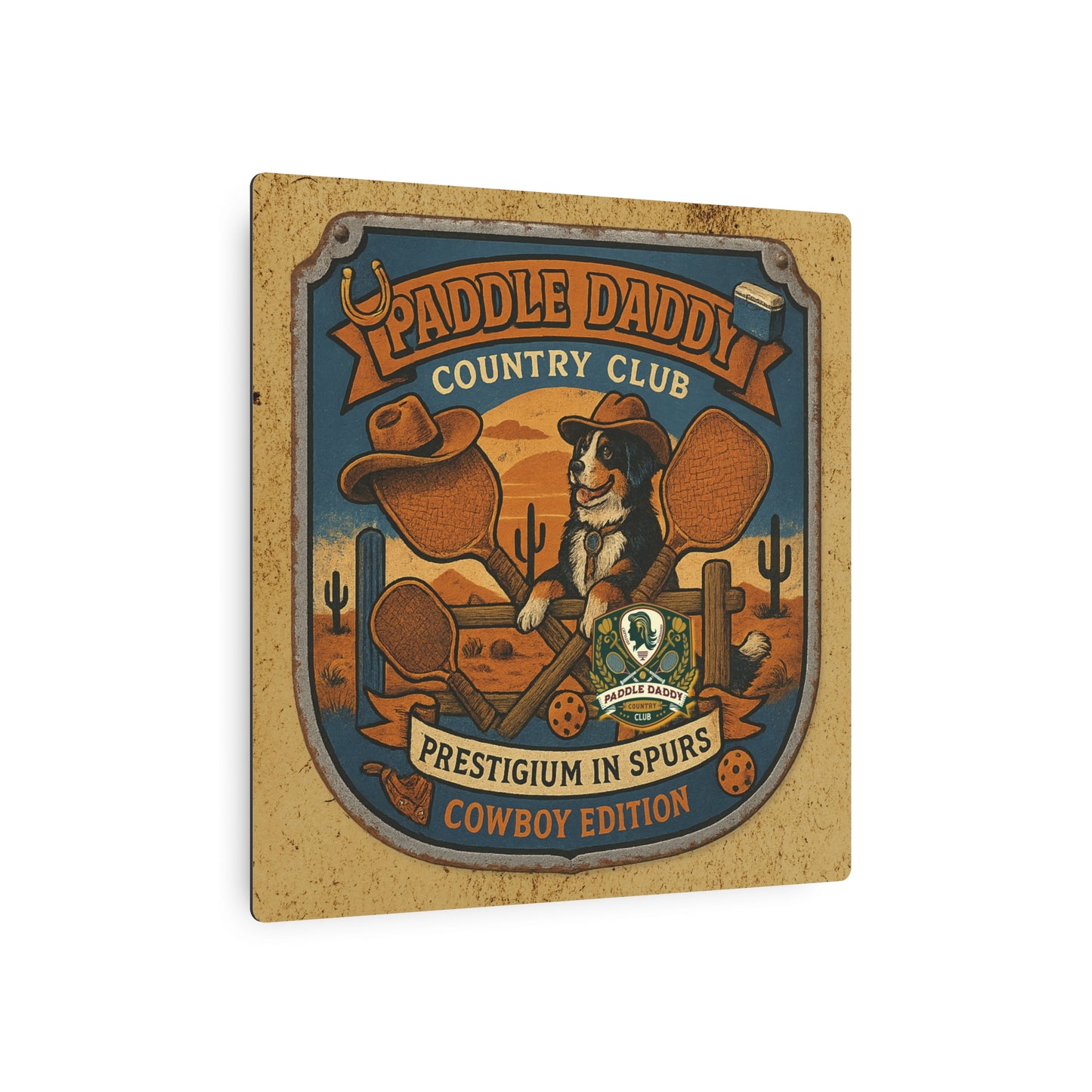 Cowboy Edition Metal Sign  Paddle Daddy Country Club Western Decor, Funny Ranch Wall Art, Chloe Dog Desert Badge