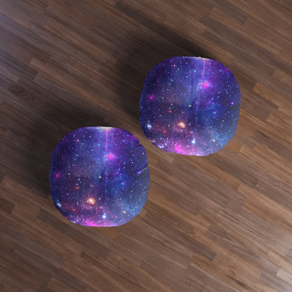 Purple Beyond the Stars Outer Space Out of this World Tufted Floor Pillow, Round