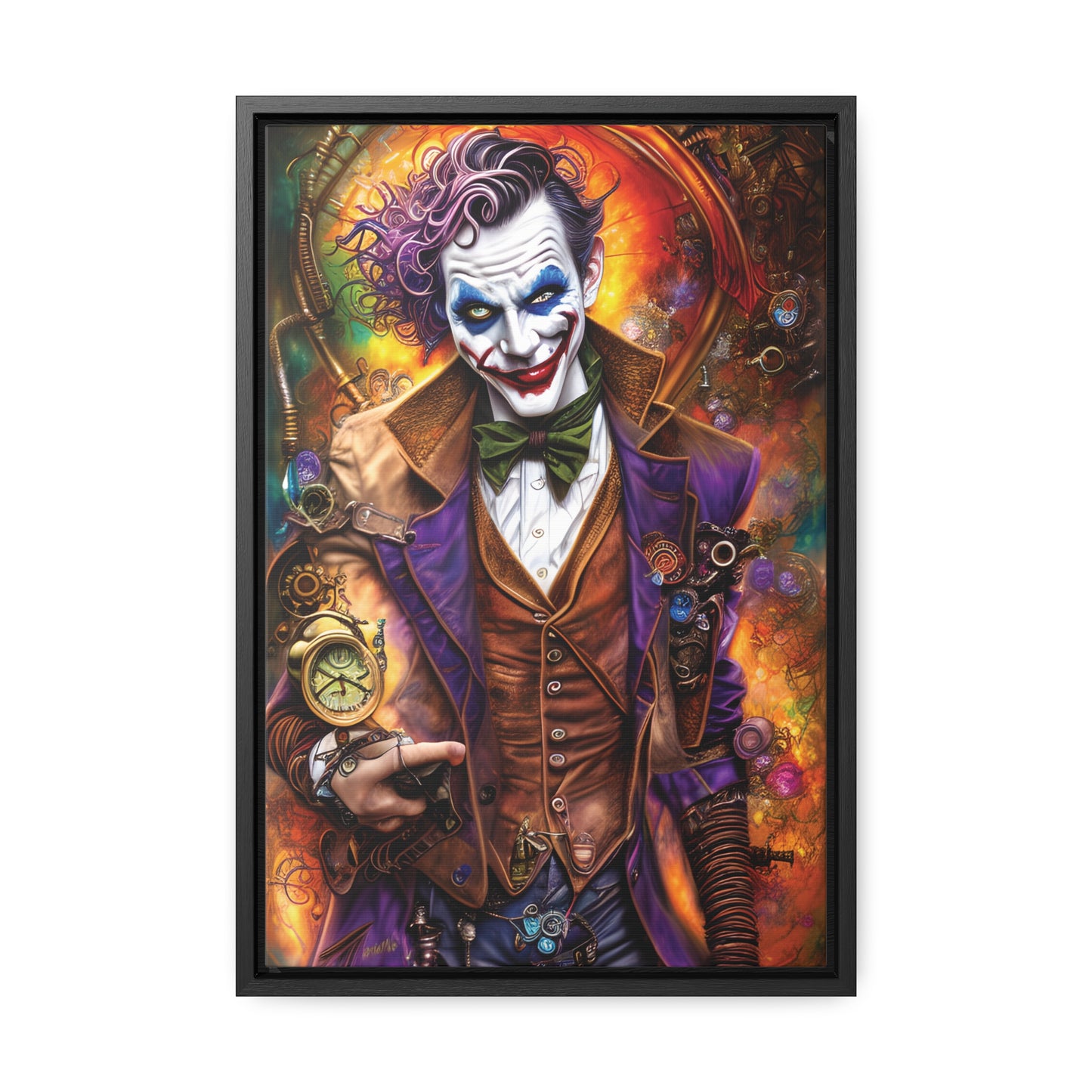 Steampunk-Joker-Hearts-Tribal-Fractal Gallery Canvas Wraps, Vertical Frame