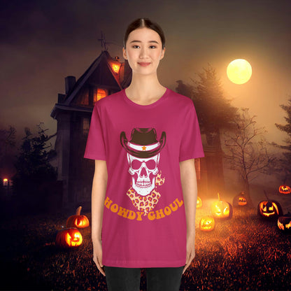 Howdy Ghoul Skeleton Sheriff Retro Halloween Unisex Jersey Short Sleeve Tee Gifts for her