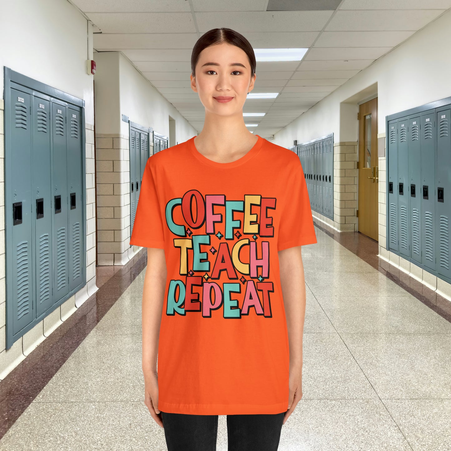 Coffee Teach Repeat Unisex Jersey Short Sleeve Tee