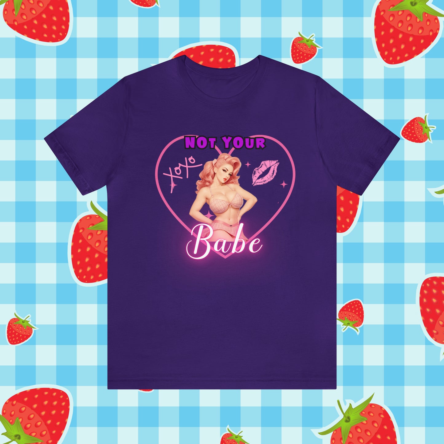 Vintage Pink Pinup Girl "Not Your Babe" on a Bella+Canva 3001 Unisex Jersey T-Shirt - A Must-Have Gift for her