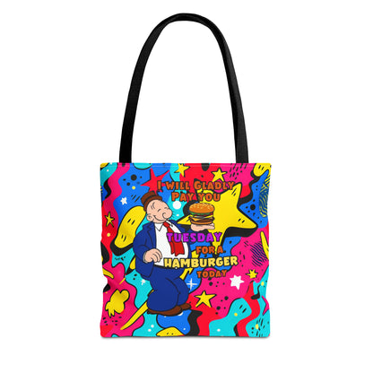 Abstract Comic Pop  AOP Tote Bag featuring Wimpy and his beloved hamburger