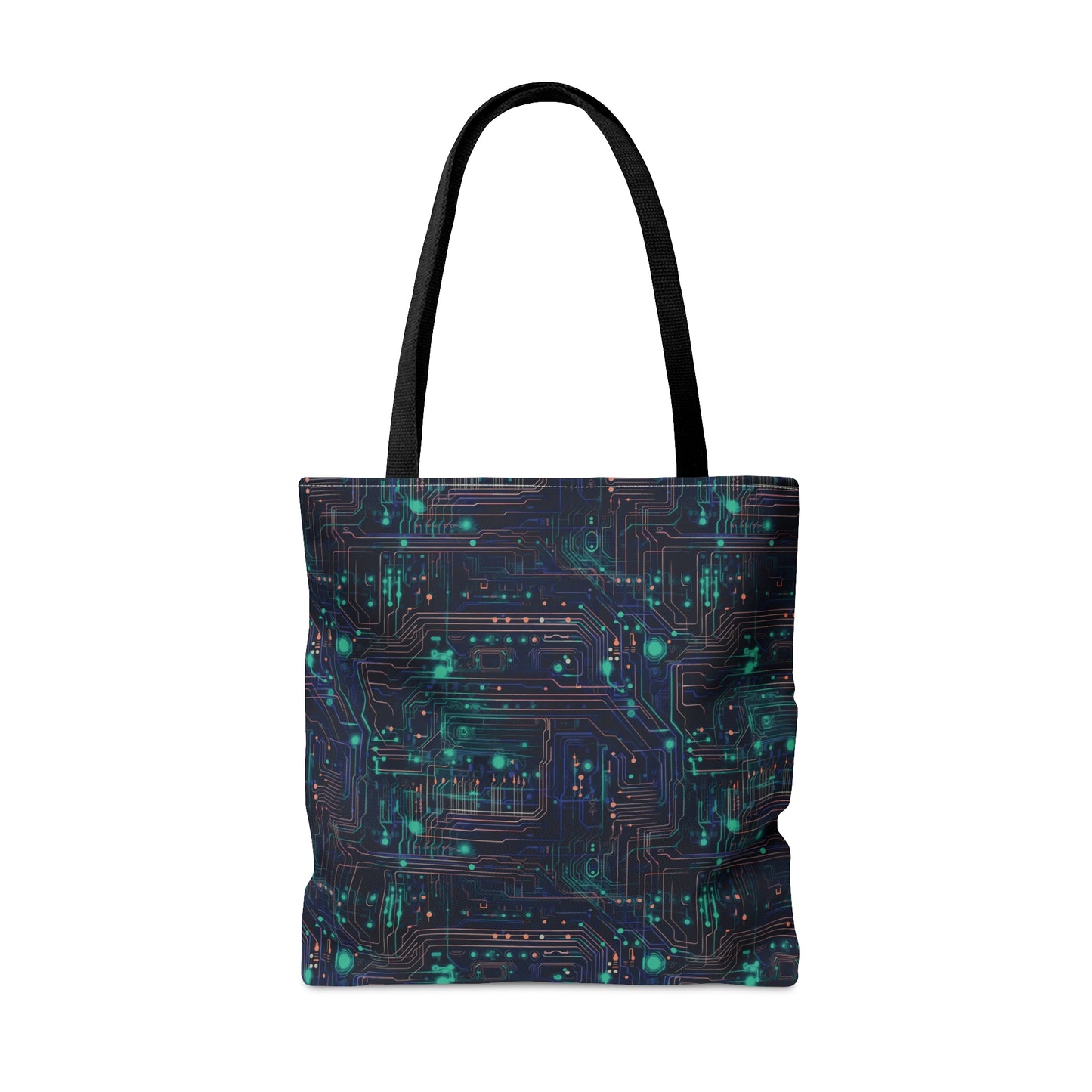 Cyberpunk Chic: Neon Circuit Board All Over Print Tote Bag