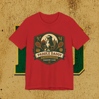 Paddle Daddy Country Club T-Shirt  Chloe Dog Graphic Tee, Funny Pickleball & Grill Shirt, In Daddibus Veritas Dadcore Apparel