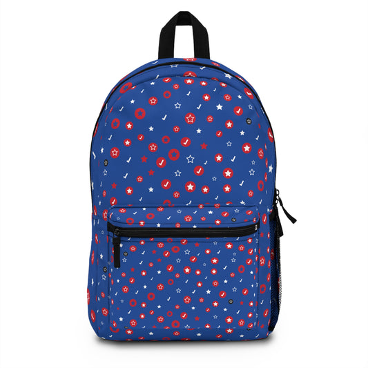 Blue with stars and checkmarks Backpack