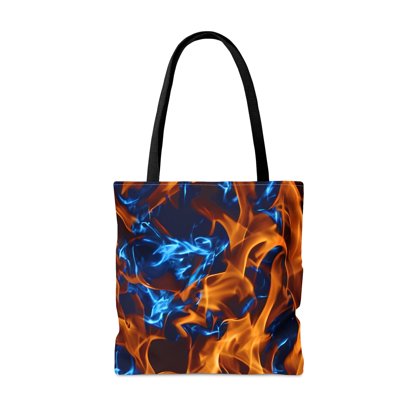 Blue and Orange Flame All Over Print (AOP) Tote Bag - Stylish and Spacious Carry-All