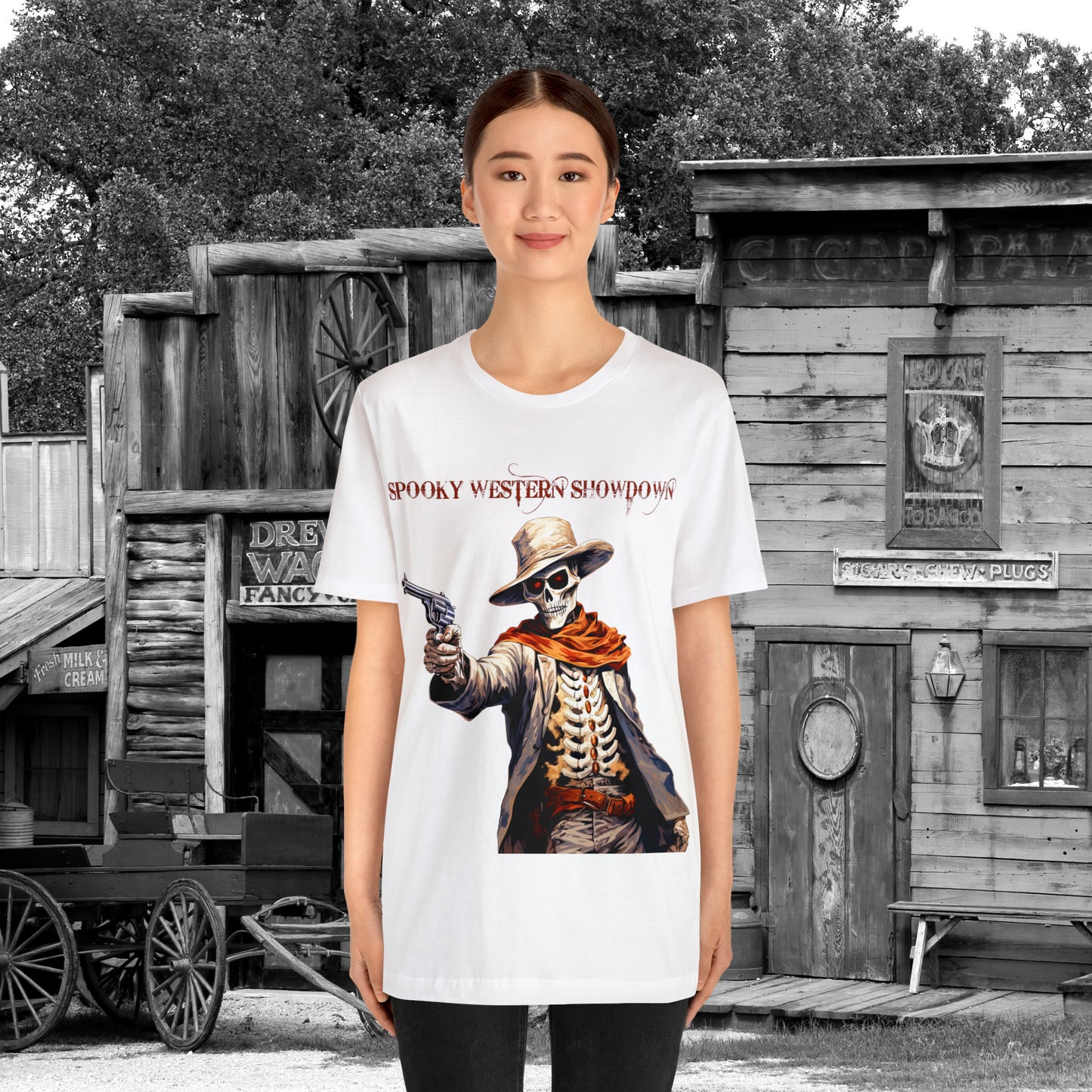 Spooky Western Showdown Western Halloween Unisex Jersey Short Sleeve Tee Gifts For Her Gifts For Him