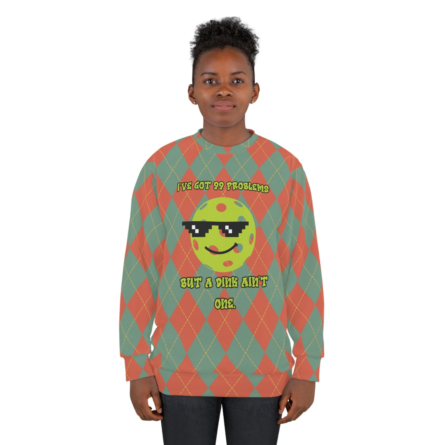 Vintage Rhombus Pattern Pickleball Unisex Sweatshirt - Solve 99 Problems with a Smile!