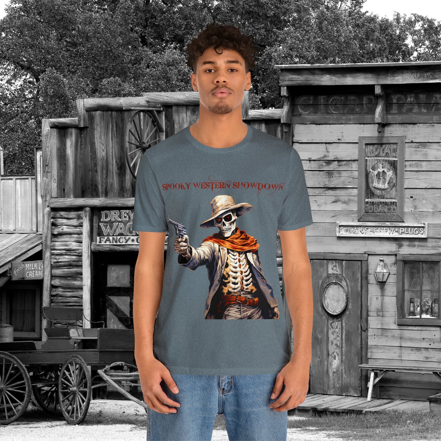 Spooky Western Showdown Western Halloween Unisex Jersey Short Sleeve Tee Gifts For Her Gifts For Him